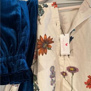 Pink Chicken Botanical Print Top and velvet pants -2 pieces new with tags